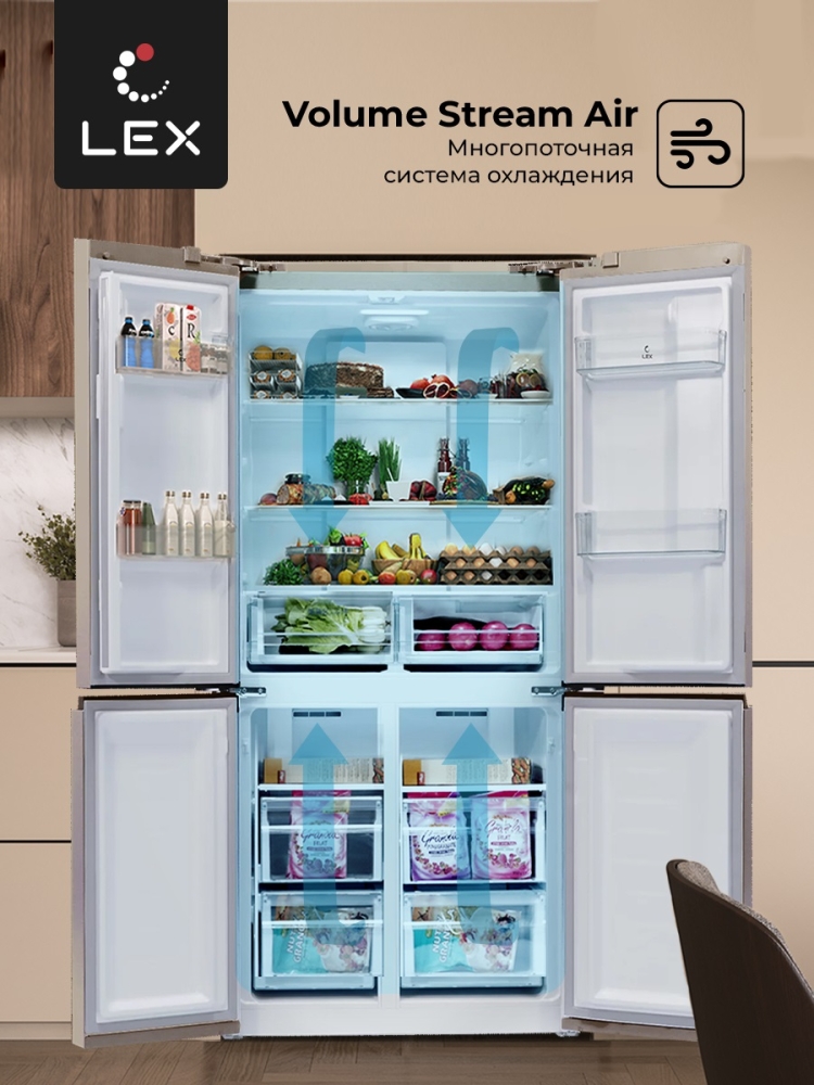 Товар Холодильник Холодильник  трехкамерный отдельностоящий LEX LCD450GlGID